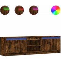 Berkfield Home TV Cabinet with LED Smoked Oak 180x34x50 cm Engineered Wood in Brown | Size: 180 x 34 x 50 cm