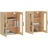 Berkfield Home Wall Mounted Cabinets 2 pcs Sonoma Oak Engineered Wood in Light Tan