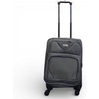 Infinity Leather Soft Shell Lightweight Nylon 4 Wheel Cabin Suitcase - Seas in Grey