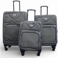Infinity Leather Soft Shell Lightweight Grey Nylon 4 Wheel Suitcases - Seas | Size: Cabin