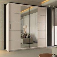 Sliding Wardrobes 4U Ribon Sliding Mirror Door Wardrobe 203cm X 217cm in White | Size: 203 cm X 217 cm