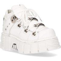 New Rock Leather Gothic Ankle Boots-106N-S8 in White | Size: 3