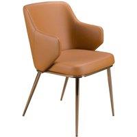 Angel Cerda Brown Leatherette Dining Chair with Armrests