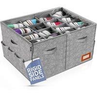 EONLION Shoe Storage Box Organizer, Clear Zippered Cover, 24 Pair Capacity in Grey