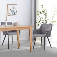 Nordara 2X Velvet Padded Dining Chairs - Metal Legs, for Kitchen/Home Office in Grey