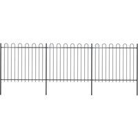 Berkfield Home Garden Fence with Hoop Top Steel 5.1x1.5 m Black
