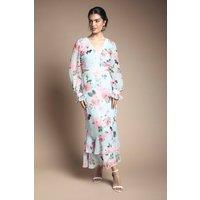 Oasis Women's Tiered Bias Midi Dress in Pale Blue | Size: 8