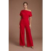 Coast Women's Petite Pleat Off-The Shoulder Jumpsuit in Flame Red | Size: 8
