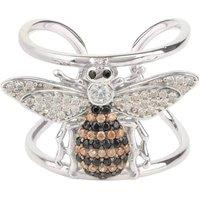 Latelita Women's Honey Bee Cocktail Ring Adjustable Silver in White