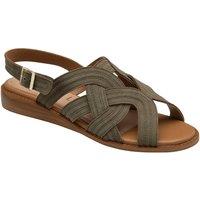 Ravel Women's 'Waren' Leather Ankle-Strap Sandals in Khaki | Size: 5
