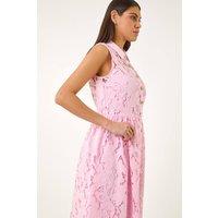 Roman Women's Crochet Lace Midi Shirt Dress in Light Pink | Size: 14