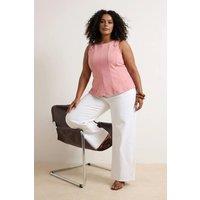 WOVCOR Women's Sleeveless Crew Neck Panelled Knit Top in Pink | Size: XL
