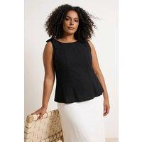 WOVCOR Women's Sleeveless Crew Neck Panelled Knit Top in Black | Size: 5XL