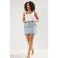 WOVCOR Women's High Waist A-Line Mini Skirt with Pocket Detail in Light Blue | Size: 4XL