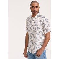 Lands' End Men's Short Sleeve Pure Linen Shirt in Ivory | Size: XL