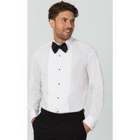 Dobell Men's 100% Cotton Standard Collar Stud Button Pleated Front Dress Shirt in White | Size: 19 inches
