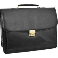 House of Leather Men's Mens Faux Leather Briefcase Organiser Bag Windsor Black