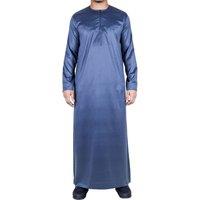 Arabic Thobes Men's Thobe Robe Satin Emirati Islamic Jubba Eid Slim Fit in Charcoal | Size: 2XL