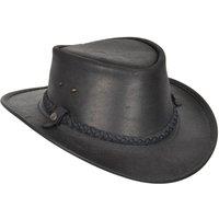 House of Leather Men's Original Australian Bush Hat Leather Cowboy Style in Black | Size: Medium