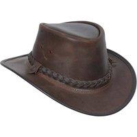 House of Leather Men's Original Australian Bush Hat Leather Cowboy Style in Brown | Size: 2XL