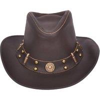 House of Leather Men's Leather Design Cowboy Western Bush Hat HL3345 in Brown | Size: Small