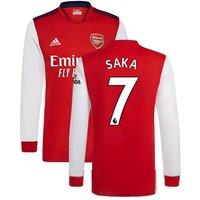 Arsenal FC Men's Mens 2021 - 2022 Long Sleeve Home Shirt - Saka 7 in Red | Size: Small