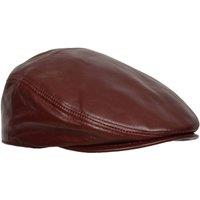 House of Leather Men's Real Leather Flat Cap Newsboy Hat in Burgundy | Size: XL