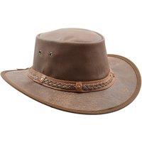 House of Leather Men's Leather Cowboy Hat Australian Bush Style HL001 in Brown | Size: Medium