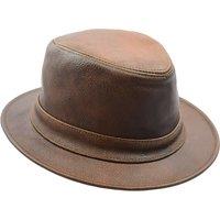 House of Leather Men's Leather Trilby Hat Soft Lightweight Cap HL004 Brown in Tan | Size: Large