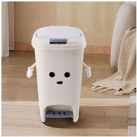 Living and Home 15L/20L Foot Pedal & Press-to-Open Cream White Trash Bin | Size: Medium