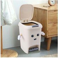 Living and Home 10L/8L Foot Pedal & Press-to-Open Cream White Trash Bin | Size: Small