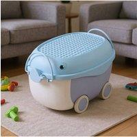 Living and Home Dolphin-Shaped Toy Storage Box on Wheels in Blue