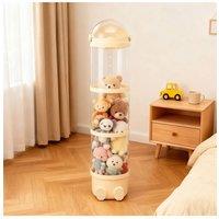Living and Home Toy Storage Tube Organiser Clear Vertical Plastic with String Lights in Cream