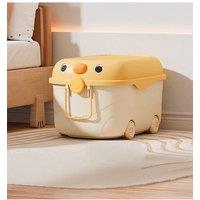 Living and Home Toy Storage Box Trolley With Lid and Wheels in Yellow