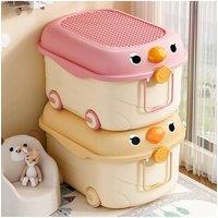 Living and Home Toy Storage Box Trolley With Lid and Wheels in Pink
