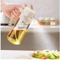 Living and Home 2-in-1 550ML Premium Glass Oil Sprayer & Dispenser in Off-White | Size: 20oz (550ml)