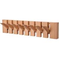 Living and Home Wall-Mounted Piano Key Coat Rack with 8 Flip-Down Hooks in Natural