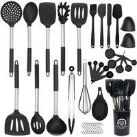 Living and Home 38-Piece Silicone Kitchen Cooking Utensil Set Kitchenware Cookware Kit in Black