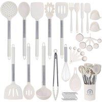 Living and Home 38-Piece Silicone Kitchen Cooking Utensil Set Kitchenware Cookware Kit in Soft White