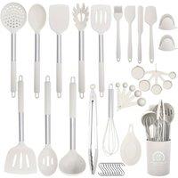 Living and Home 38-Piece Silicone Kitchen Cooking Utensil Set Kitchenware Cookware Kit in Light Khaki