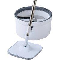 Living and Home 360 Rotating Hands-free Wringing Floor Cleaning Mop and Bucket Set in White