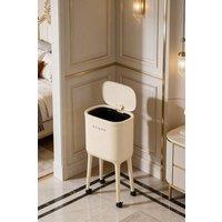 Living and Home Press-Top Trash Bin with Legs and Casters in Cream