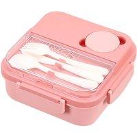 Living and Home 1.4L 3-Compartment Lunch Box with Cutlery Set in Pink