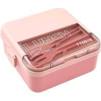 Living and Home 1.1L Lunch Box with Fork and Spoon in Pink