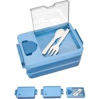 Living and Home 2000ml 2-Tier Lunch Box with Cutlery & Sauce Container in Blue