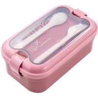 Living and Home 800ml Rectangular Lunch Box with Fork and Spoon in Pink