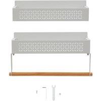 Living and Home 2 Pack Magnetic Storage Rack for Refrigerator with Paper Towel Holder in White