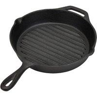 Living and Home Cast Iron Grill Pan with Pouring Spouts in Black