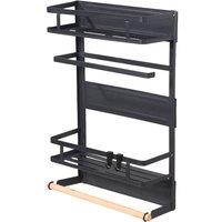 Living and Home Magnetic Storage Rack for Refrigerator with Paper Towel Holders in Black