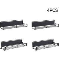 Living and Home 2/4PCS Wall Mounted Magnetic Fridge Storage Shelf Spice Rack in Black | Size: 4 Pack
